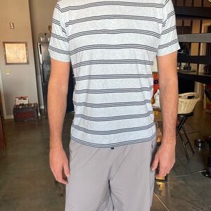 Patagonia Men's Gray Striped Crew Neck T-Shirt